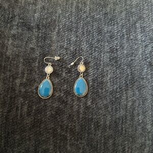 Silver Teardrop Blue Dangle Earrings - Women Jewelry